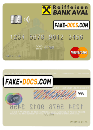 Ukraine Raiffeisen Bank mastercard template in PSD format