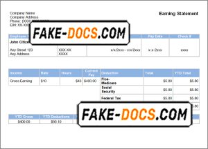 square deal pay stub template in Word and PDF format