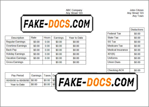 safe speech pay stub template in Word and PDF format