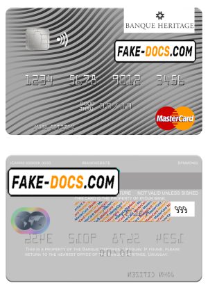 Uruguay Banque Heritage mastercard template in PSD format