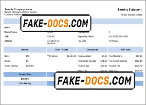 double dash pay stub template in Word and PDF format