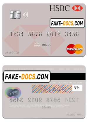 Uruguay HSBC Bank mastercard template in PSD format