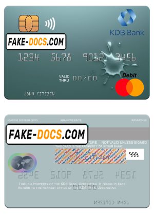 Uzbekistan KDB Bank mastercard template in PSD format