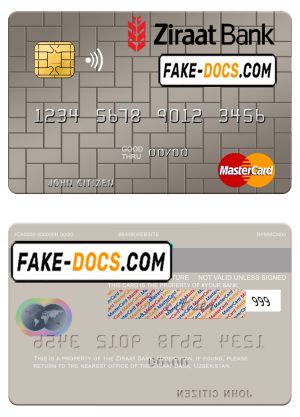 Uzbekistan Ziraat Bank mastercard template in PSD format
