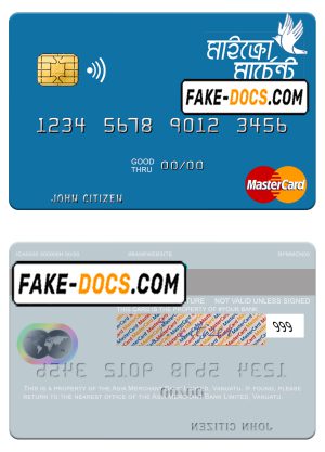 Vanuatu Asia Merchant Bank Limited mastercard template in PSD format