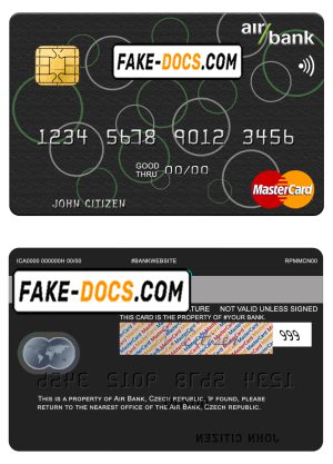 Czech Air Bank mastercard template in PSD format
