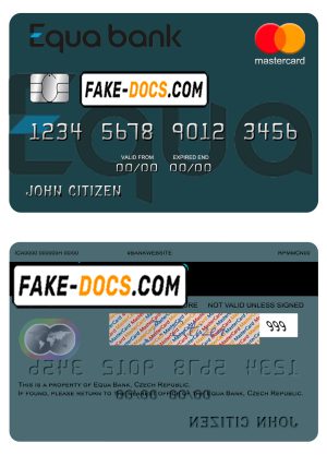 Czech Equa Bank mastercard template in PSD format