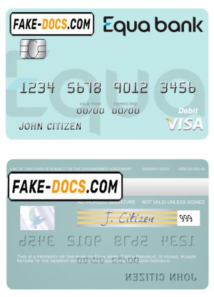 Czech Equa Bank visa debit card template in PSD format Czech Equa Bank visa debit card template in PSD format