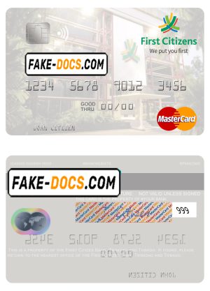 Trinidad and Tobago First Citizes Bank mastercard template in PSD format Trinidad and Tobago First Citizes Bank mastercard template in PSD format