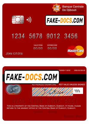 Djibouti Central Bank of Djibouti mastercard template in PSD format
