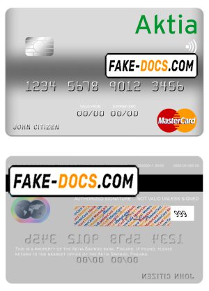 Finland Aktia Savings Bank mastercard credit card template in PSD format