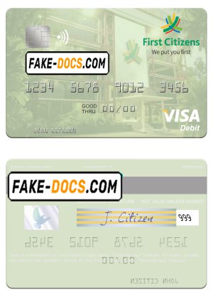 Trinidad and Tobago First Citizes Bank visa debit card template in PSD format Trinidad and Tobago First Citizes Bank visa debit card template in PSD format