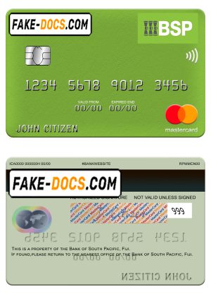 Fiji Bank of South Pacific mastercard credit card template in PSD format Fiji Bank of South Pacific mastercard credit card template in PSD format