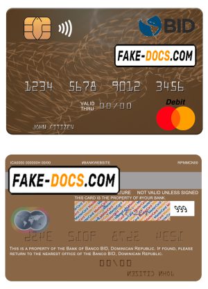 Dominican Republic Banco BID mastercard template in PSD format Dominican Republic Banco BID mastercard template in PSD format