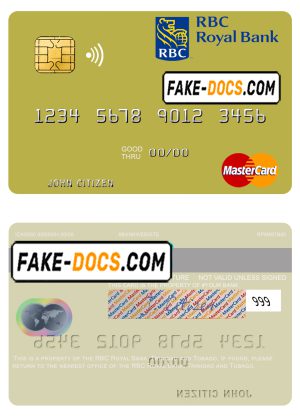 Trinidad and Tobago RBC Royal Bank mastercard template in PSD format Trinidad and Tobago RBC Royal Bank mastercard template in PSD format