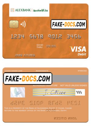 Egypt Bank of Alexandria visa debit card template in PSD format Egypt Bank of Alexandria visa debit card template in PSD format