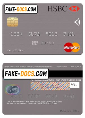 Egypt HSBC Bank mastercard template in PSD format Egypt HSBC Bank mastercard template in PSD format