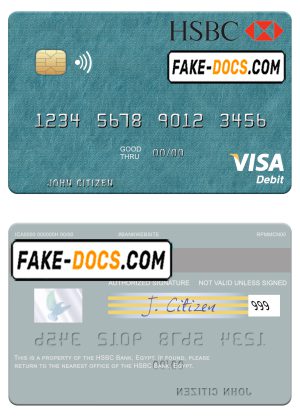 Egypt HSBC Bank visa debit card template in PSD format Egypt HSBC Bank visa debit card template in PSD format
