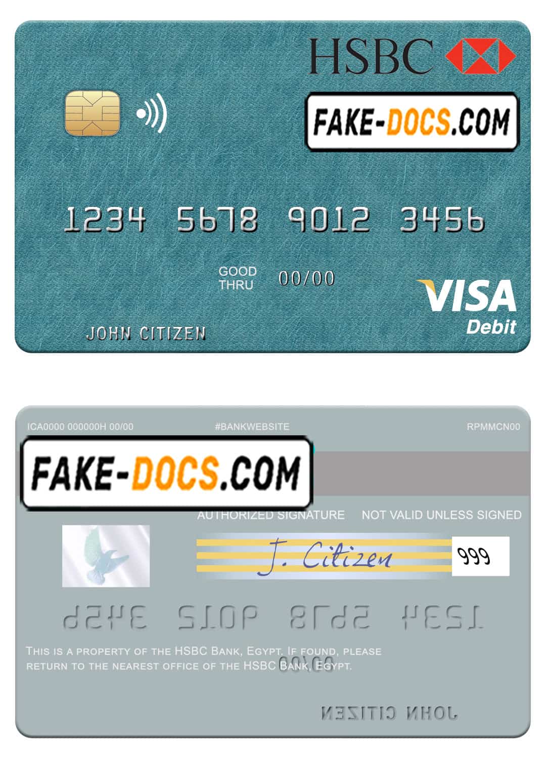 Egypt HSBC Bank visa debit card template in PSD format Egypt HSBC Bank visa debit card template in PSD format