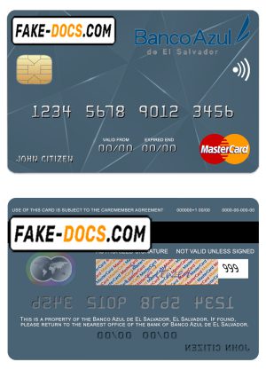 El Salvador Banco Azul de El Salvador mastercard template in PSD format El Salvador Banco Azul de El Salvador mastercard template in PSD format