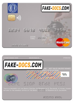 El Salvador Banco Central de Reserva de El Salvador mastercard template in PSD format El Salvador Banco Central de Reserva de El Salvador mastercard template in PSD format