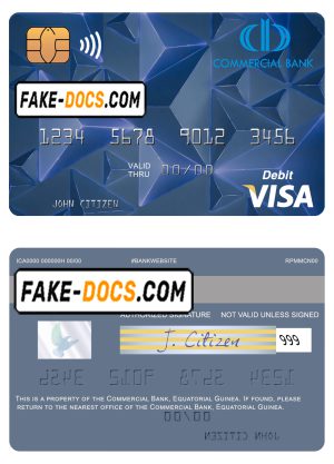 Equatorial Guinea Commerical bank Guinee Equatoriale visa debit card template in PSD format Equatorial Guinea Commerical bank Guinee Equatoriale visa debit card template in PSD format