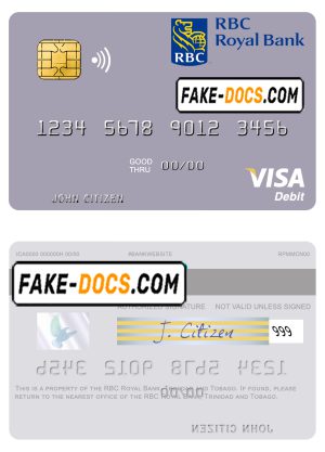 Trinidad and Tobago RBC Royal Bank visa debit card template in PSD format Trinidad and Tobago RBC Royal Bank visa debit card template in PSD format
