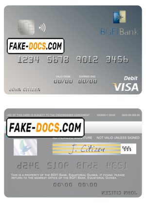 Equatorial Guinea BGFI Bank visa debit card template in PSD format Equatorial Guinea BGFI Bank visa debit card template in PSD format
