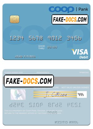 Estonia Coop Pank visa debit credit card template in PSD format Estonia Coop Pank visa debit credit card template in PSD format