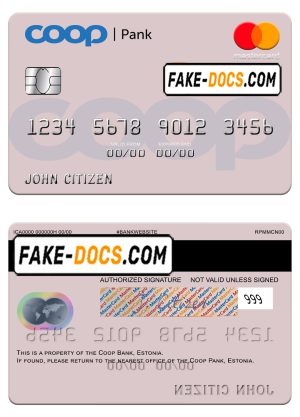Estonia Coop Pank mastercard credit card template in PSD format Estonia Coop Pank mastercard credit card template in PSD format