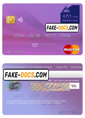 Ethiopia Dashen Bank mastercard credit card template in PSD format Ethiopia Dashen Bank mastercard credit card template in PSD format