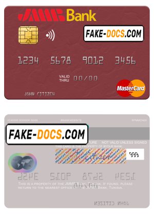 Tunisia JMMB Bank mastercard template in PSD format Tunisia JMMB Bank mastercard template in PSD format