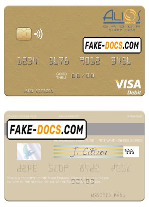 Gabon Alios France visa debit card template in PSD format