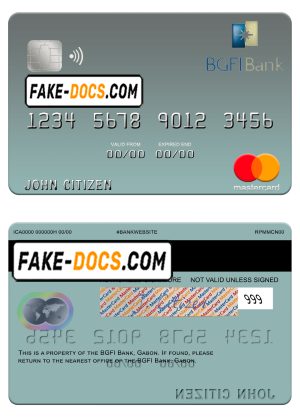 Gabon BGFI Bank mastercard template in PSD format