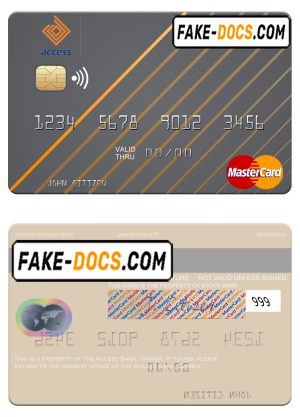 Gambia Access Bank mastercard template in PSD format