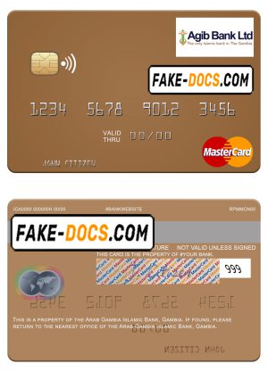 Gambia Arab Gambia Islamic Bank mastercard template in PSD format