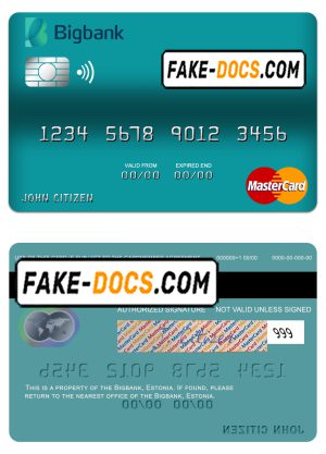 Estonia Bigbank mastercard credit card template in PSD format Estonia Bigbank mastercard credit card template in PSD format