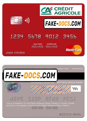 France Credit Agricole Bank mastercard credit card template in PSD format