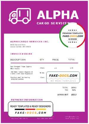 USA Alpha Cargo Services invoice template in Word and PDF format, fully editable USA Alpha Cargo Services invoice template in Word and PDF format, fully editable