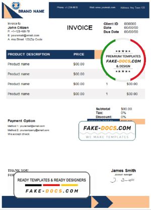 first catch universal multipurpose invoice template in Word and PDF format, fully editable