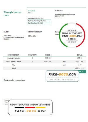 USA Through Harry’s Lens invoice template in Word and PDF format, fully editable USA Through Harry’s Lens invoice template in Word and PDF format, fully editable