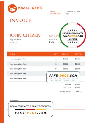 central purpose universal multipurpose invoice template in Word and PDF format, fully editable