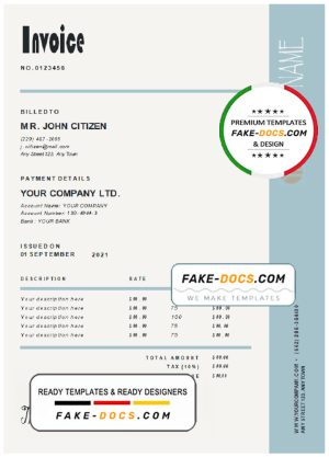 bright easier universal multipurpose invoice template in Word and PDF format, fully editable