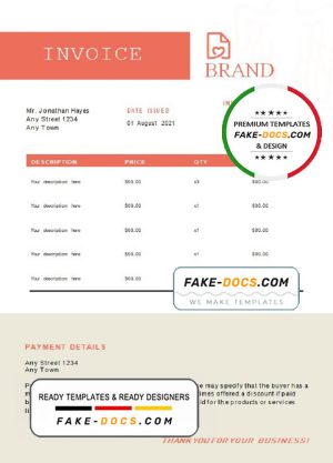 basic bright universal multipurpose invoice template in Word and PDF format, fully editable