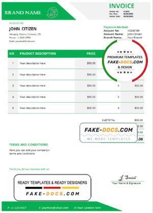 fact connect universal multipurpose invoice template in Word and PDF format, fully editable