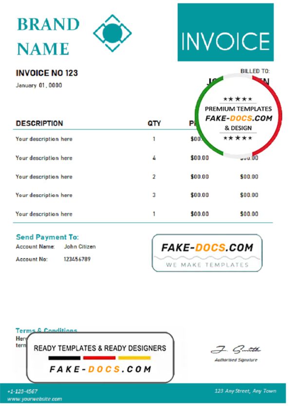 variety select universal multipurpose invoice template in Word and PDF format, fully editable