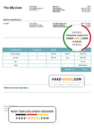 USA The Elysium invoice template in Word and PDF format, fully editable USA The Elysium invoice template in Word and PDF format, fully editable