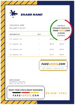 time solution universal multipurpose invoice template in Word and PDF format, fully editable
