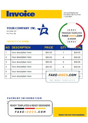 think charge universal multipurpose invoice template in Word and PDF format, fully editable