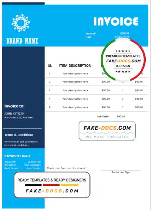 tap setting universal multipurpose invoice template in Word and PDF format, fully editable